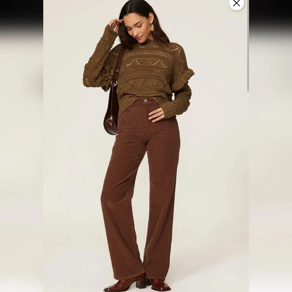 Joie Hockley Olive Knit Ruffle Sweater Size XS
